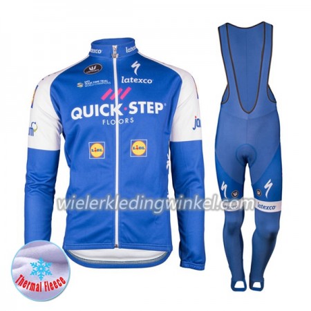 Set Fietsshirt Lange Mouw + Lange Koersbroek 2017 Quick-Step Floors Dames N001 Winter Thermal Fleece